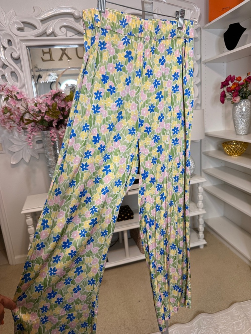 JAAF Green & Blue Floral print pants SM - Picture 2 of 3